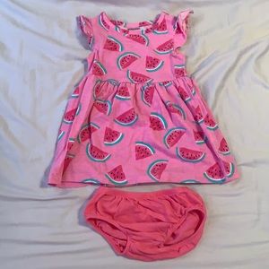 Summer watermelon dress with diaper cover